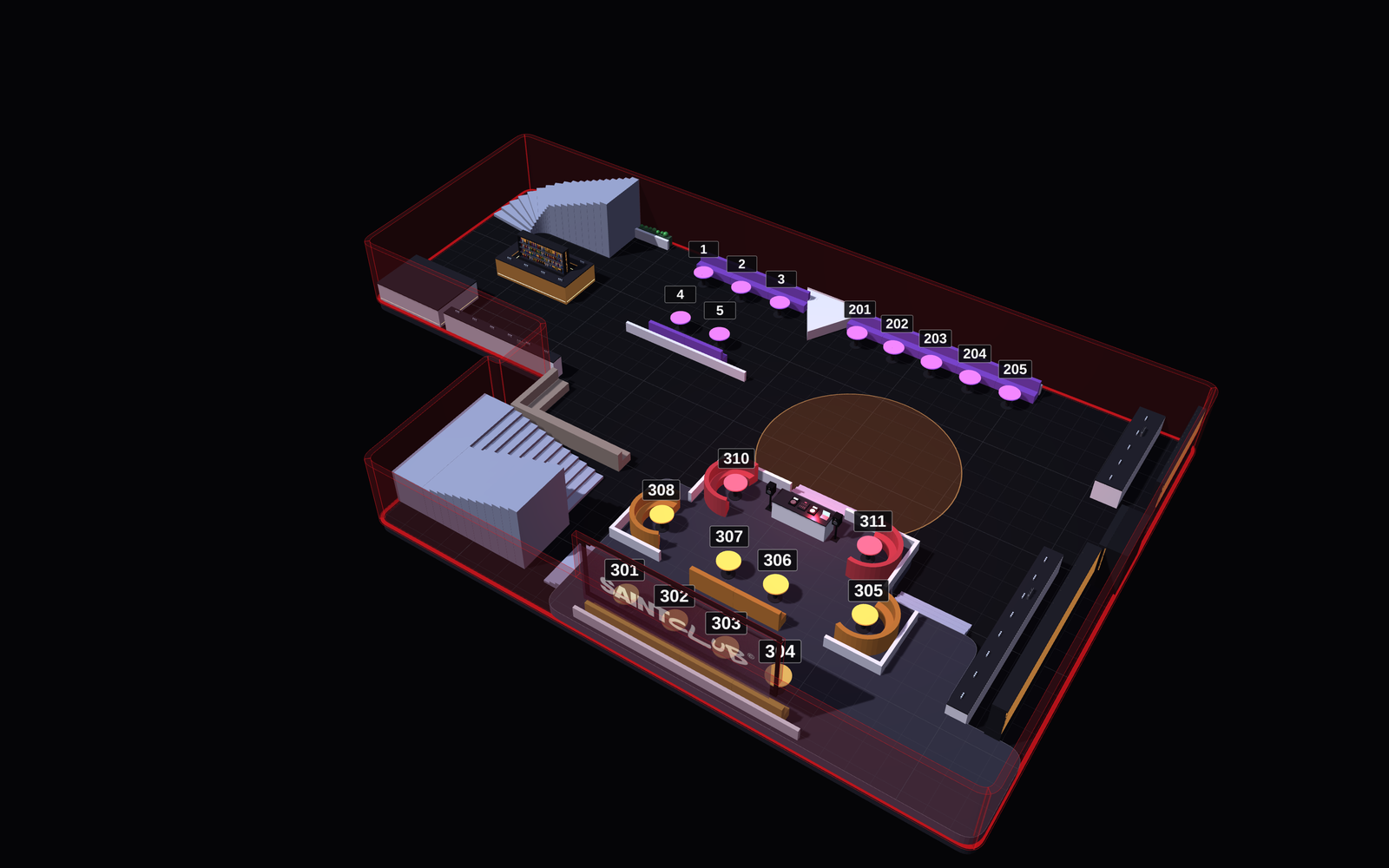 Mapa de reservados de Saint Club (Madrid): mesas VIP por zonas (4)
