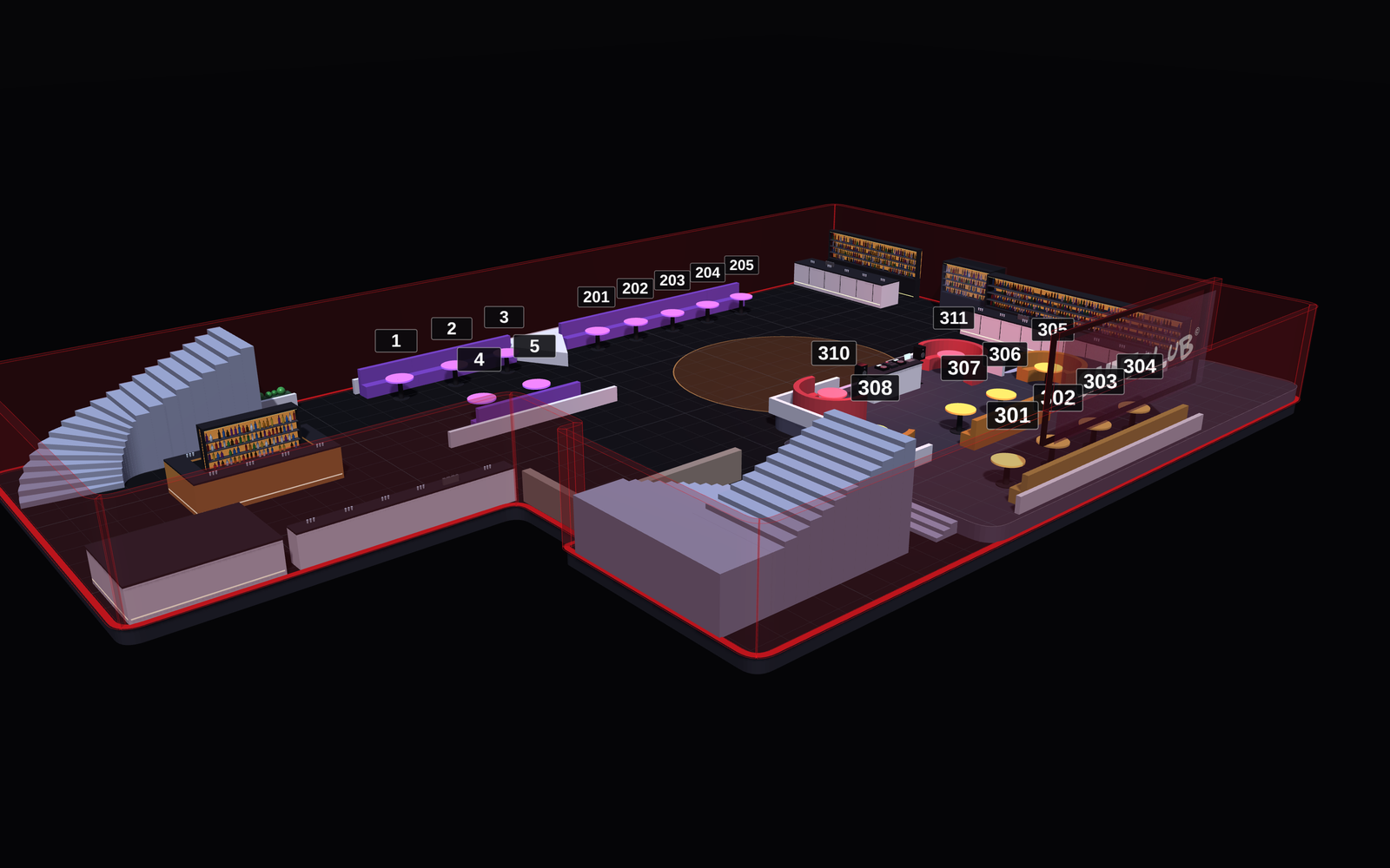 Mapa de reservados de Saint Club (Madrid): mesas VIP por zonas (5)