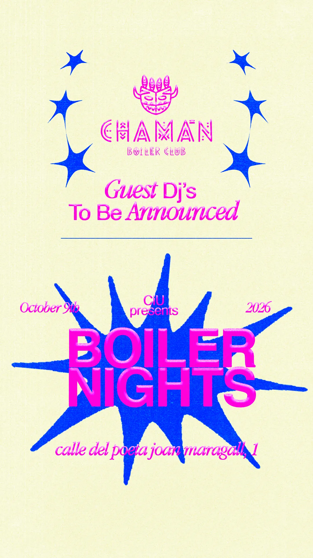 Flyer de CHAMAN en Chamán (Madrid), viernes 9 de octubre de 2026