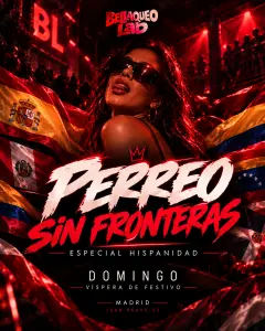 Flyer de PERREO SIN FRONTERAS Especial Hispanidad en CrisTo Social Club (Madrid), domingo 11 de octubre de 2026