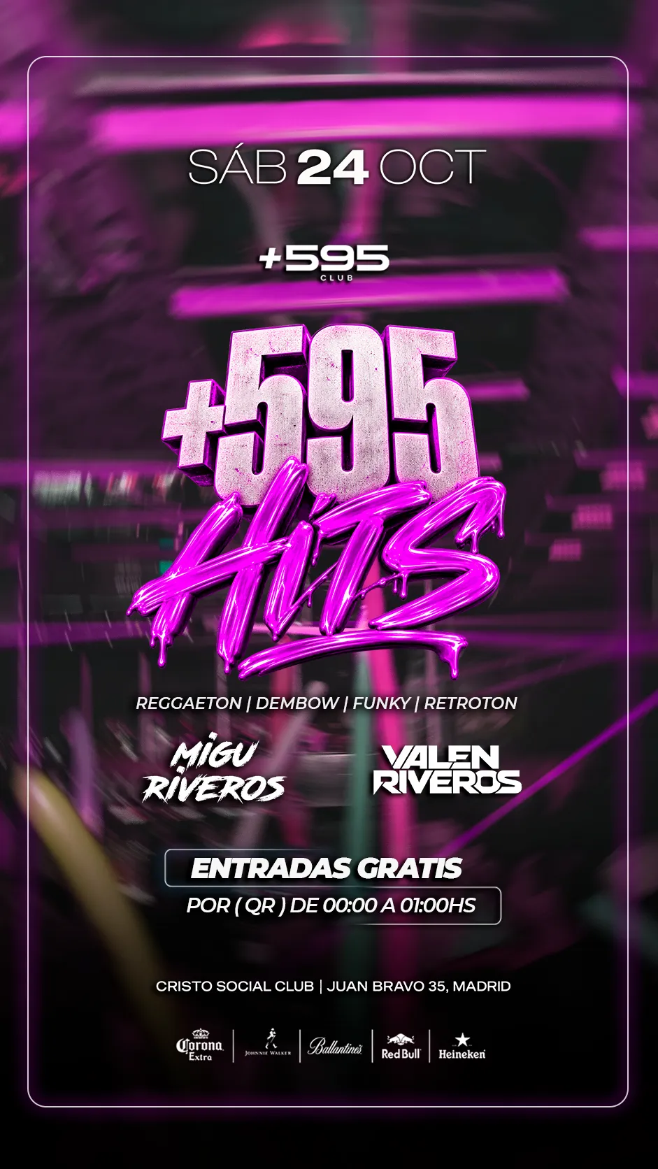 Flyer de +595 en CrisTo Social Club (Madrid), sábado 21 de noviembre de 2026