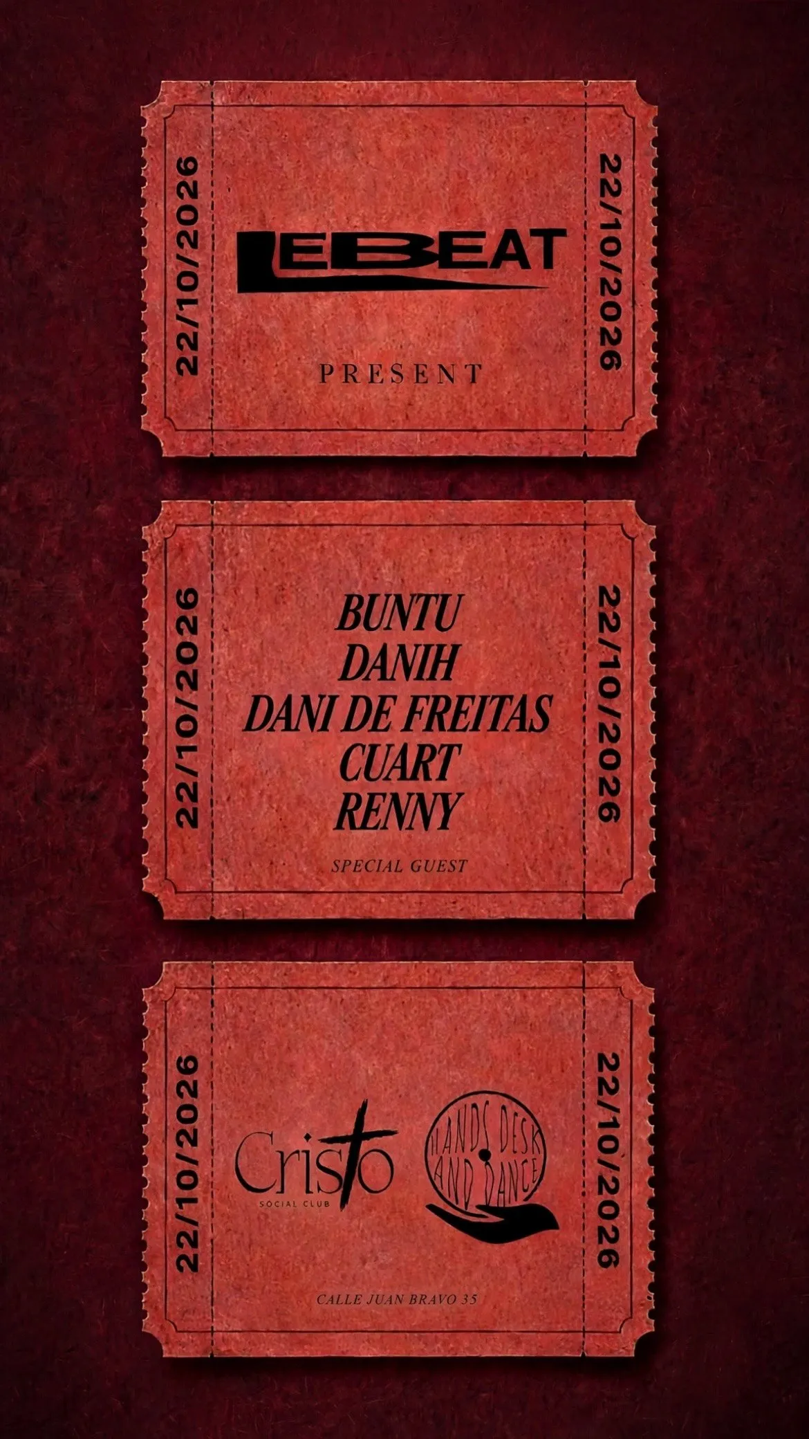 Flyer for LE BEAT x HDAD at CrisTo Social Club (Madrid), Thursday 22 October 2026