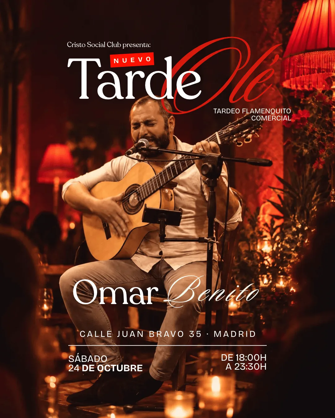 Flyer for TARDEOLÉ at CrisTo Social Club (Madrid), Saturday 24 October 2026