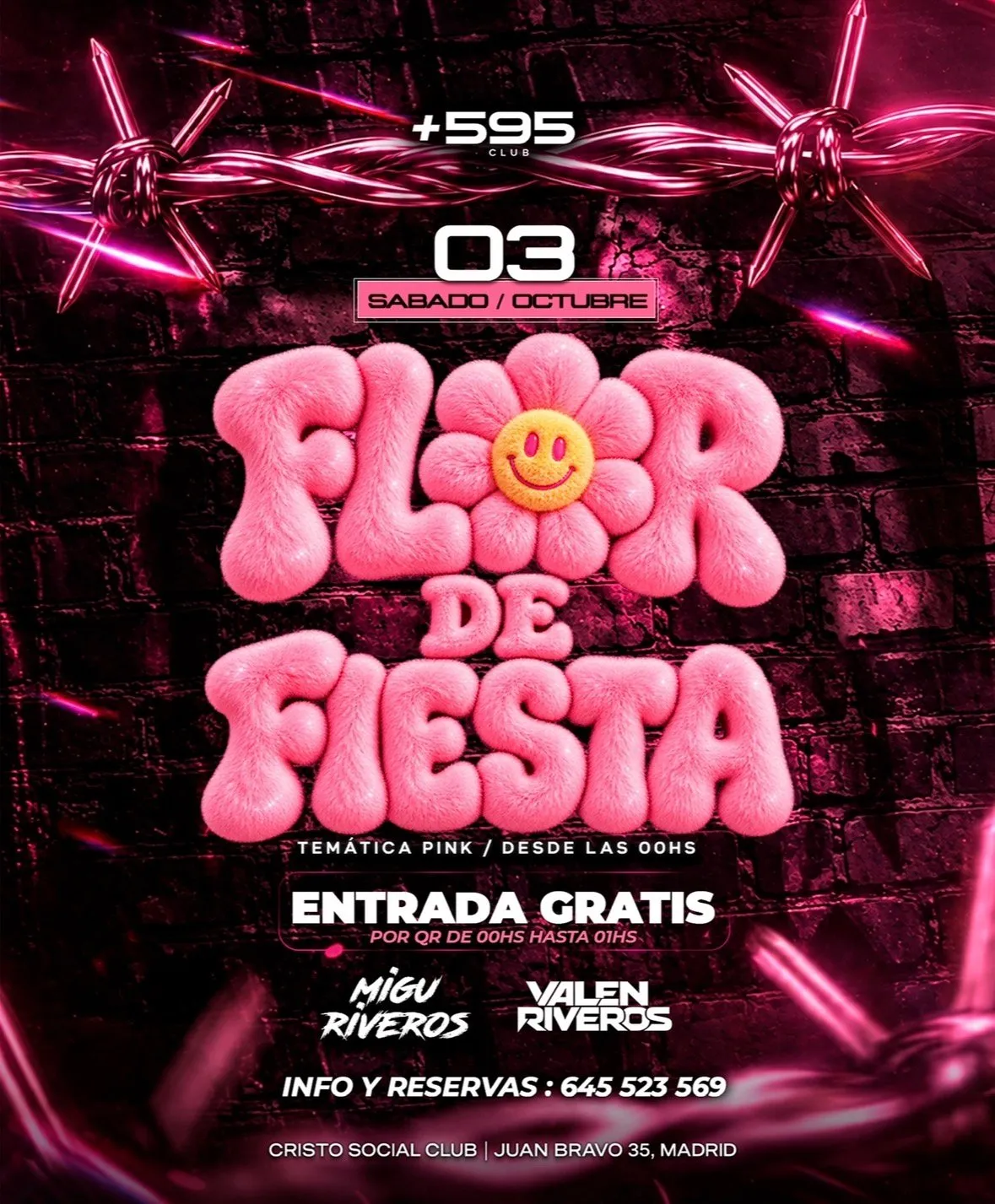 Flyer for +595 at CrisTo Social Club (Madrid), Saturday 3 October 2026