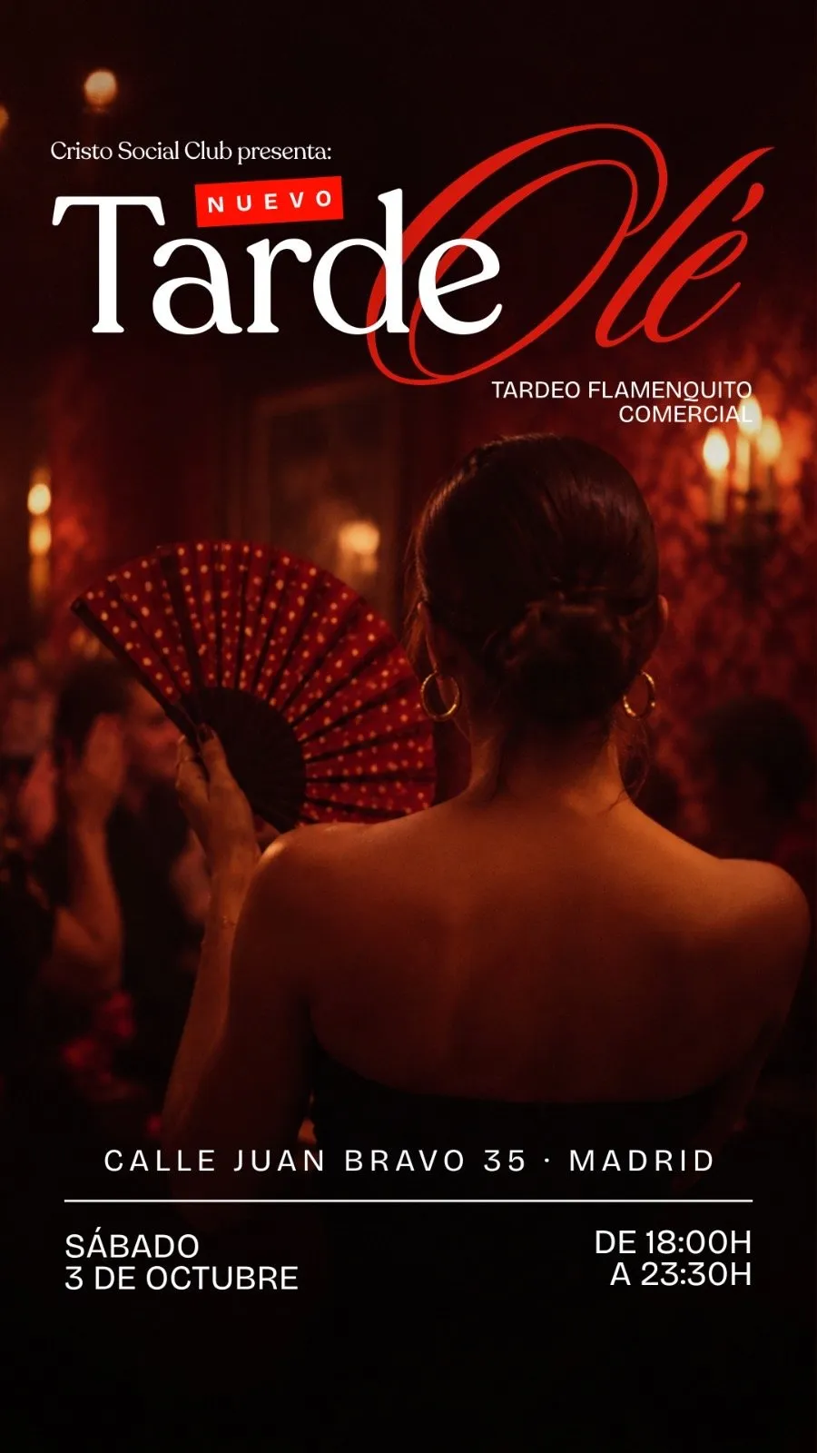 Flyer for TARDEOLÉ at CrisTo Social Club (Madrid), Saturday 3 October 2026