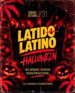 Flyer de LATIDO LATINO 🎃 en CrisTo Social Club (Madrid), sábado 31 de octubre de 2026