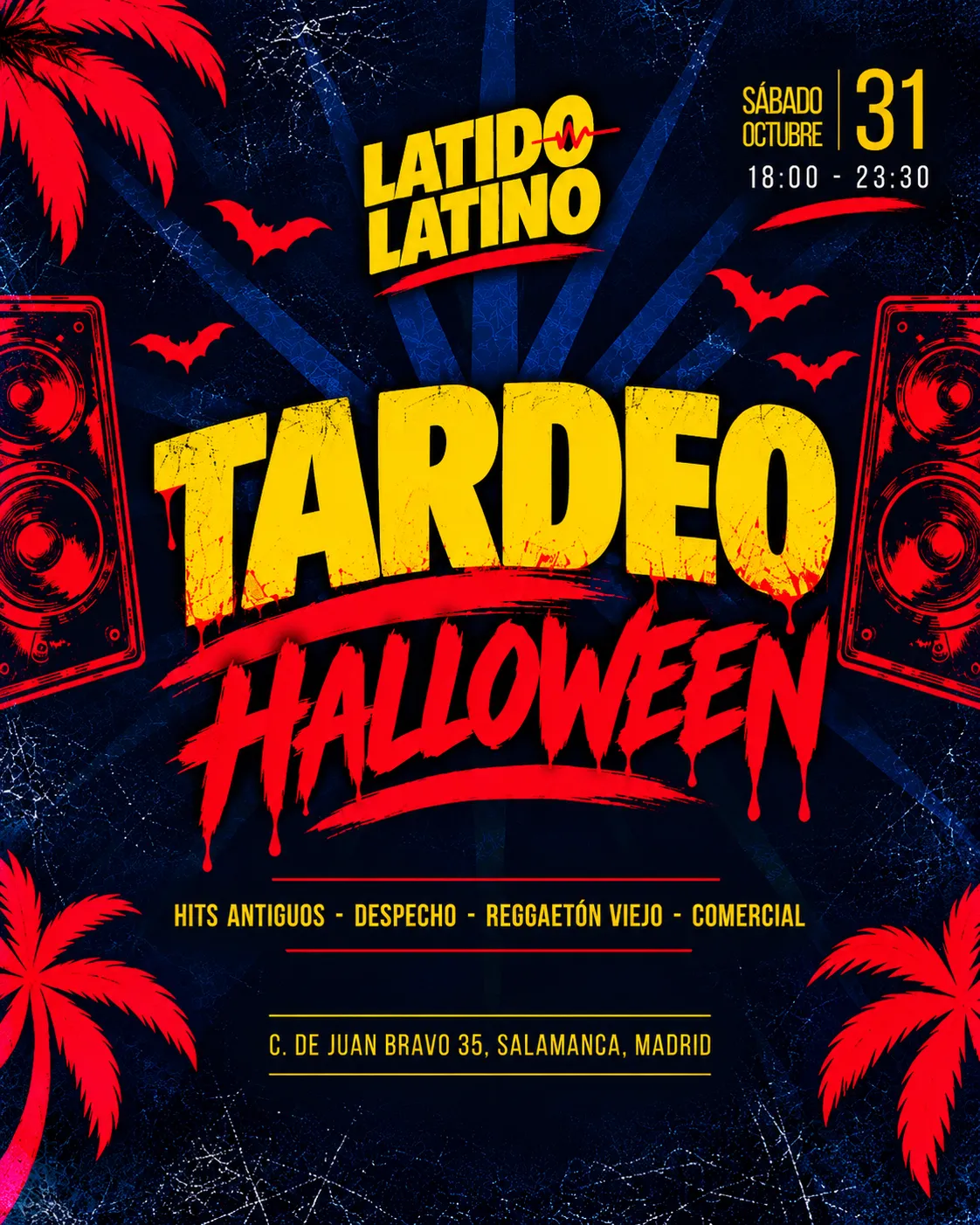 Flyer for TARDEO HALLOWEEN - LATIDO LATINO at CrisTo Social Club (Madrid), Saturday 31 October 2026