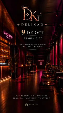 Flyer for DELIKAO at Bao Bao (Madrid), Friday 9 October 2026