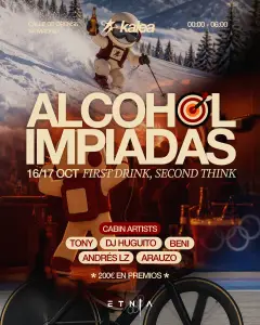 Flyer de ALCOHOLIMPIADAS x KALEA en Etnia (Madrid), sábado 17 de octubre de 2026