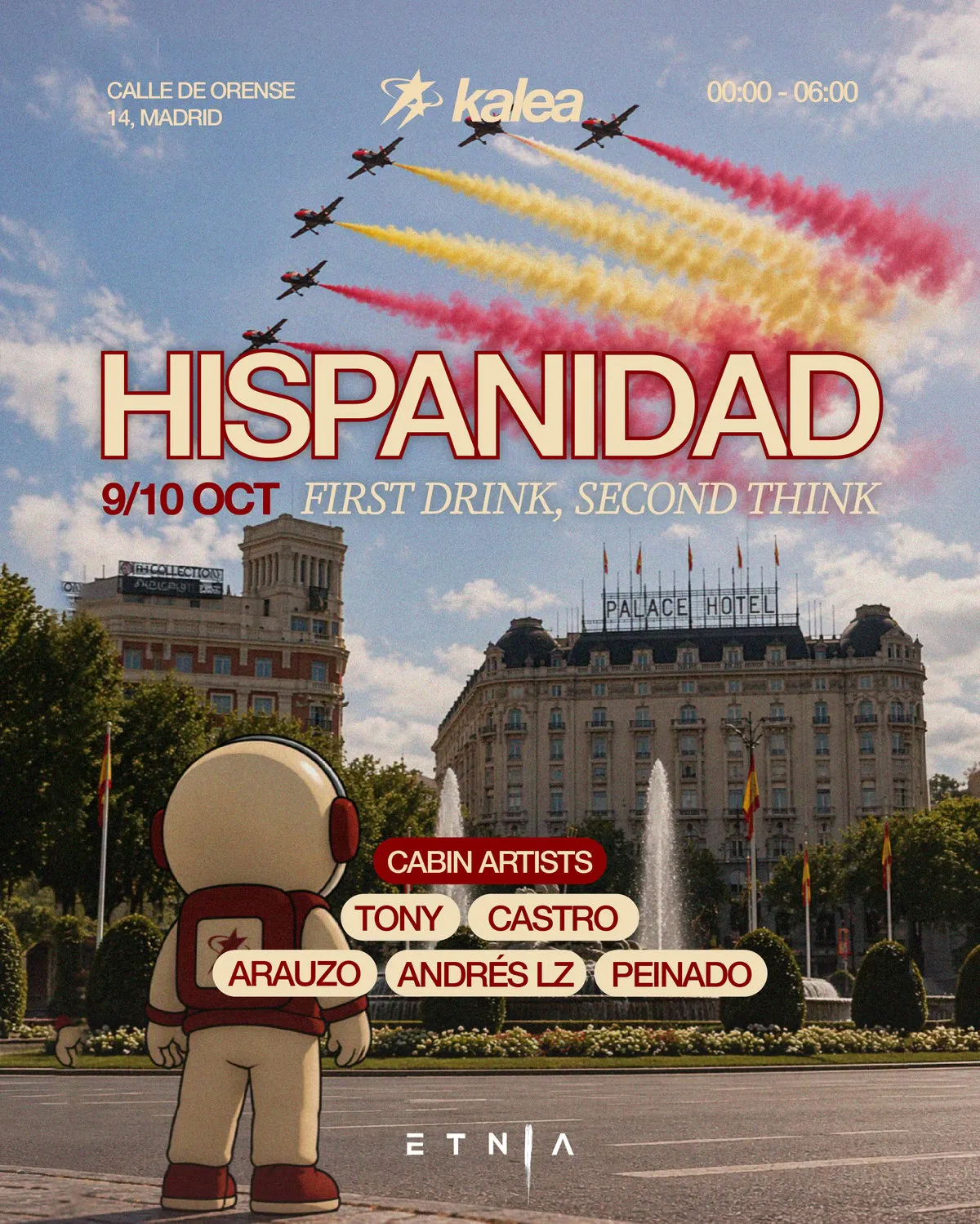 Flyer de HISPANIDAD x KALEA en Etnia (Madrid), viernes 9 de octubre de 2026