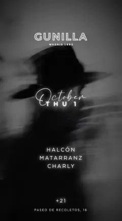 Flyer de Jueves en Gunilla Club (Madrid), jueves 1 de octubre de 2026