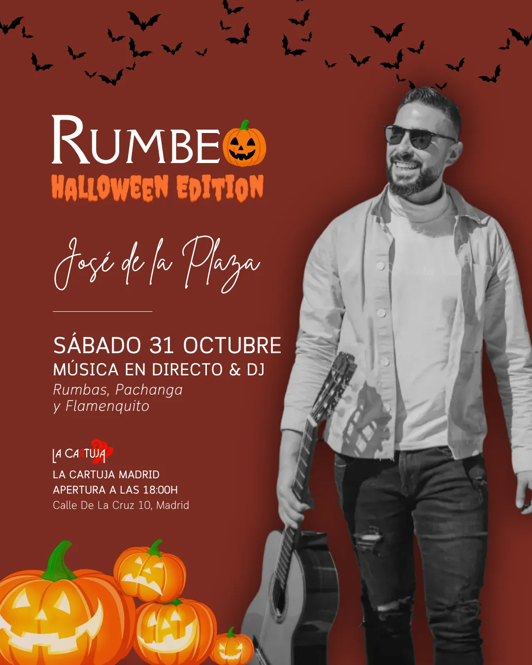 Flyer de TARDEO RUMBEO HALLOWEEN EDITION en La Cartuja (Madrid), sábado 31 de octubre de 2026
