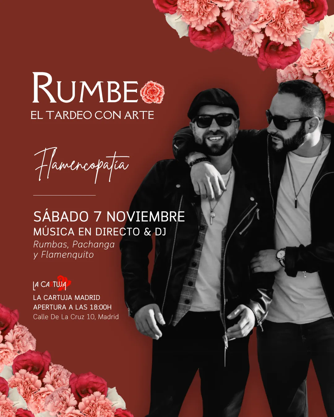 Flyer for TARDEO RUMBEO - ACTUACIÓN FLAMENCOPATÍA at La Cartuja (Madrid), Saturday 7 November 2026