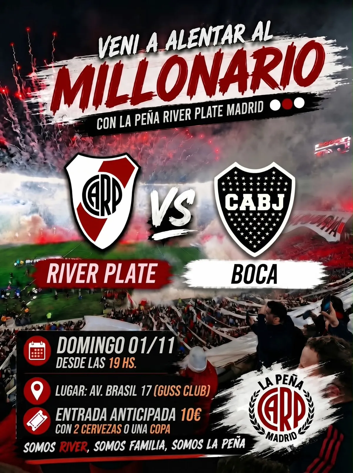 Flyer de CLÁSICO RIVER PLATE en Guss Club (Madrid), domingo 1 de noviembre de 2026
