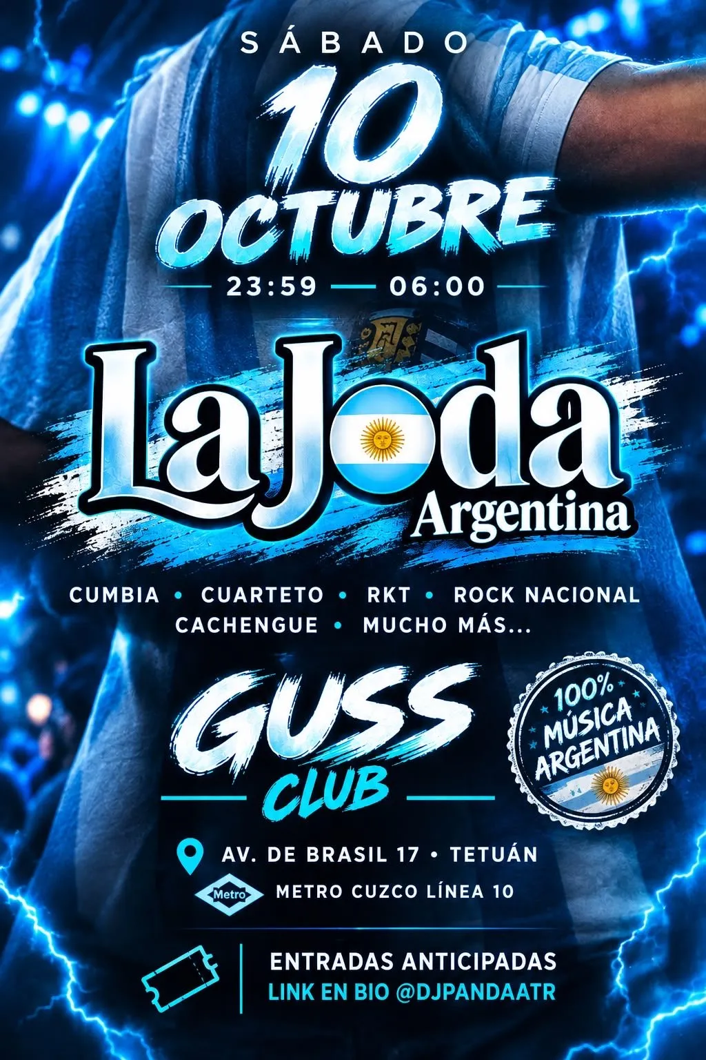 Flyer for LA JODA ARGENTINA 🇦🇷 at Guss Club (Madrid), Saturday 10 October 2026