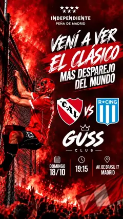 Flyer de CLÁSICO INDEPENDIENTE en Guss Club (Madrid), domingo 18 de octubre de 2026