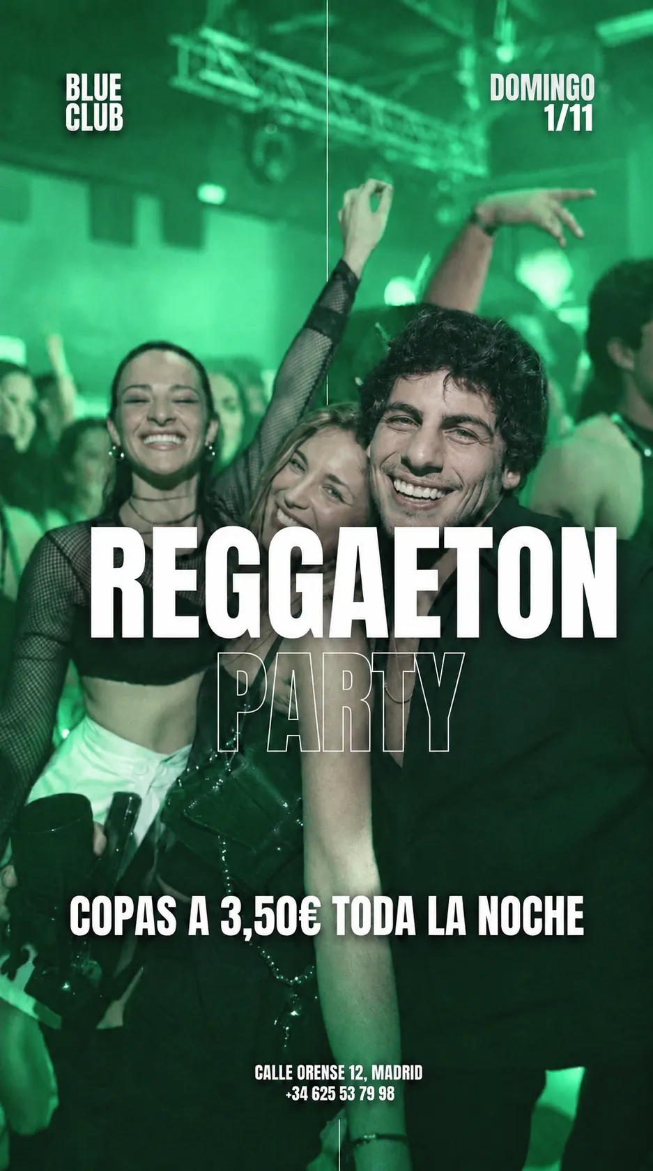 Flyer de COPAS A 3,5€ en Blue Club (Madrid), domingo 1 de noviembre de 2026