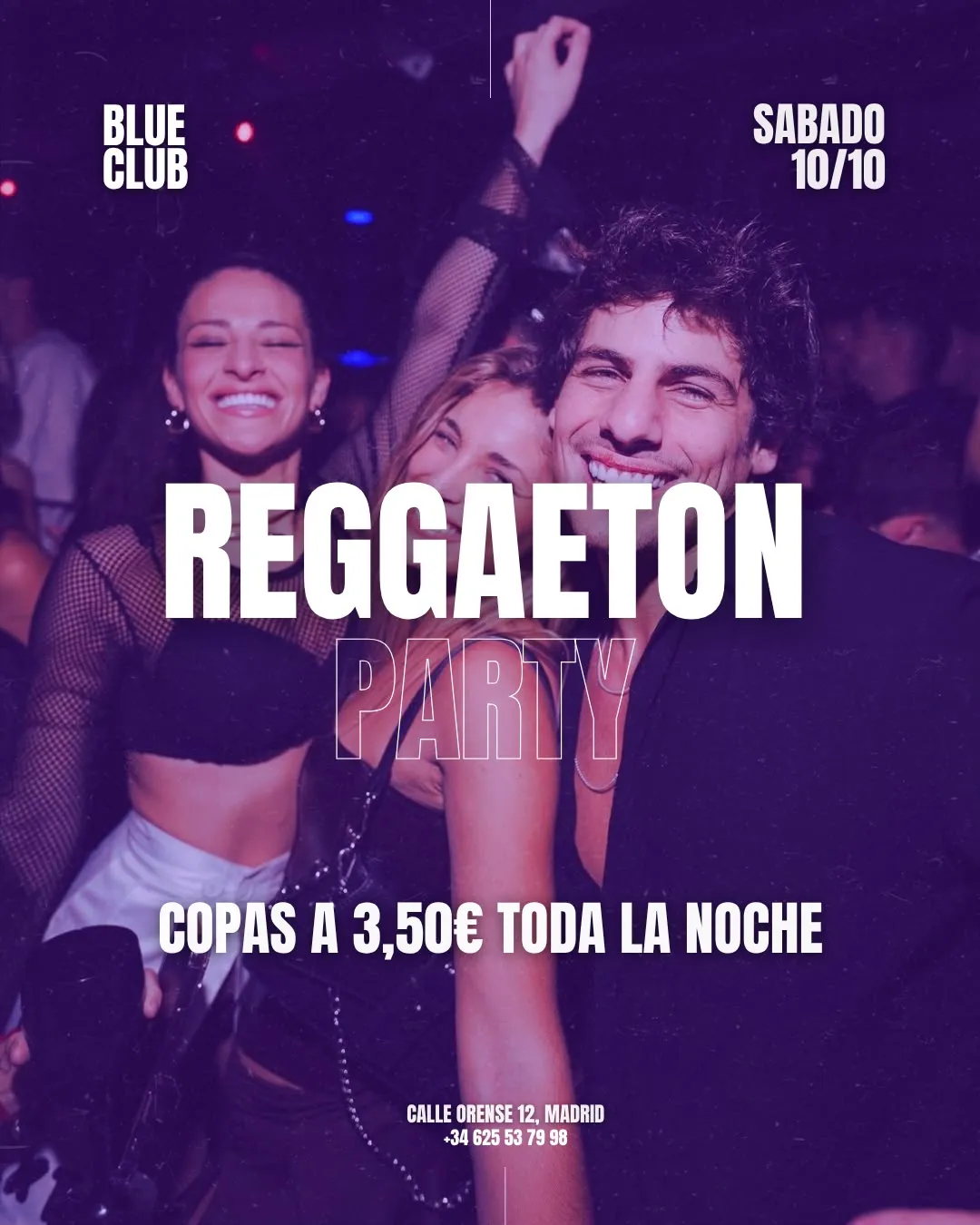 Flyer de COPAS A 3,5€ en Blue Club (Madrid), sábado 10 de octubre de 2026