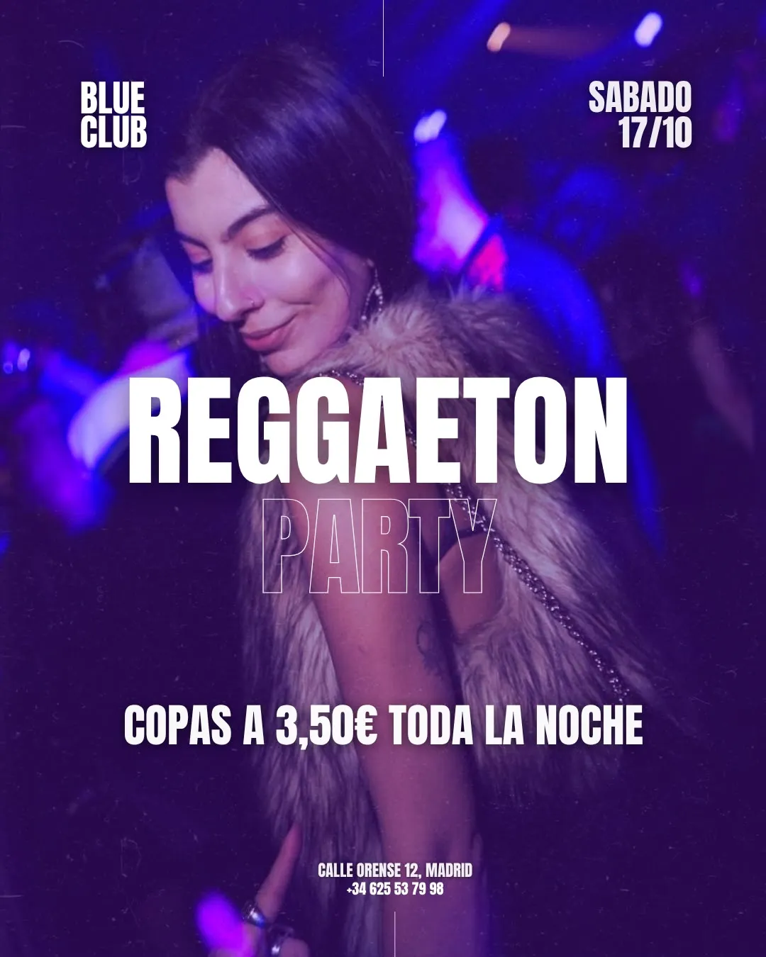 Flyer de COPAS A 3,5€ en Blue Club (Madrid), sábado 17 de octubre de 2026