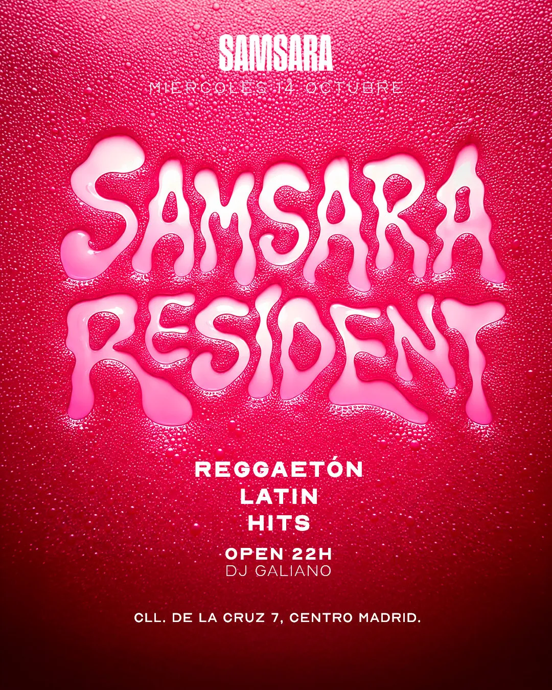 Flyer de SAMSARA RESIDENT en Samsara (Madrid), miércoles 14 de octubre de 2026