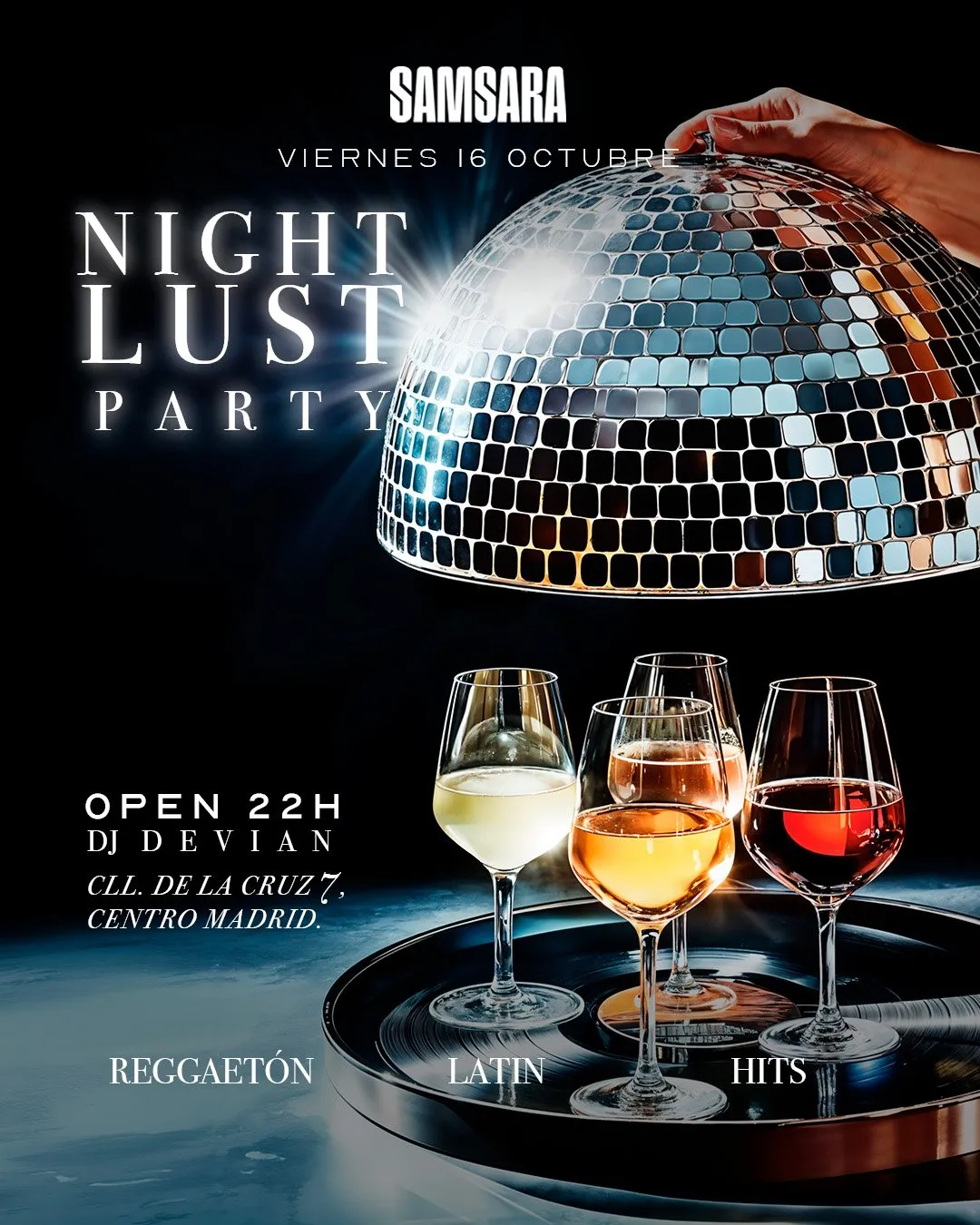 Flyer de NIGHT LUST PARTY en Samsara (Madrid), viernes 16 de octubre de 2026