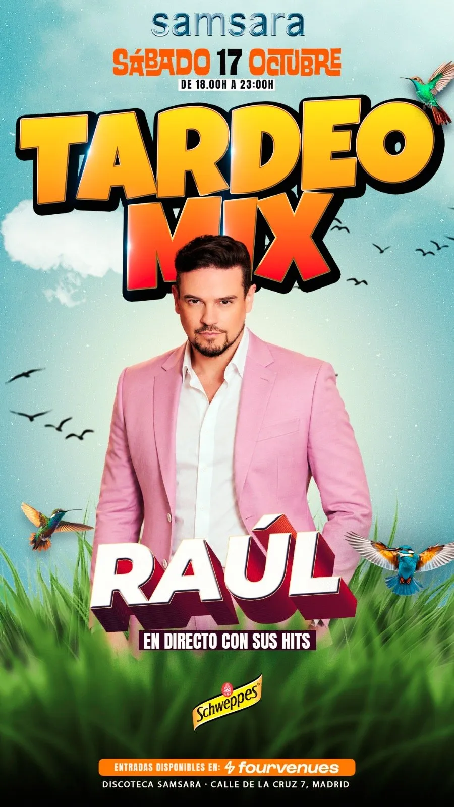 Flyer de TARDEO MIX ACTUACIÓN RAUL en Samsara (Madrid), sábado 17 de octubre de 2026