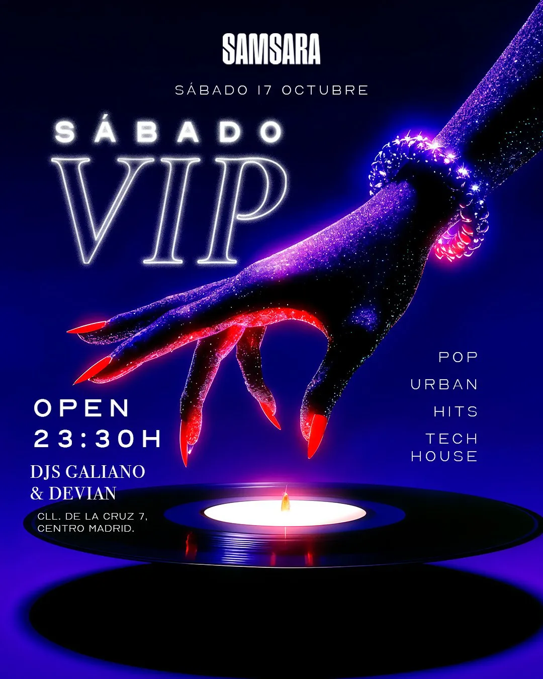 Flyer de SAMSARA VIP en Samsara (Madrid), sábado 17 de octubre de 2026