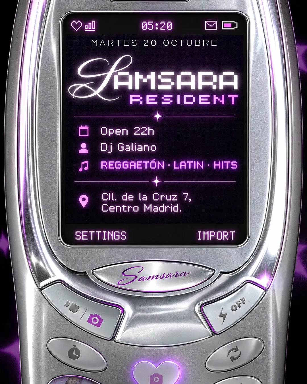 Flyer for SAMSARA RESIDENT at Samsara (Madrid), Tuesday 20 October 2026