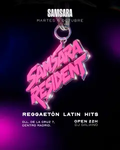 Flyer de SAMSARA RESIDENT en Samsara (Madrid), martes 6 de octubre de 2026