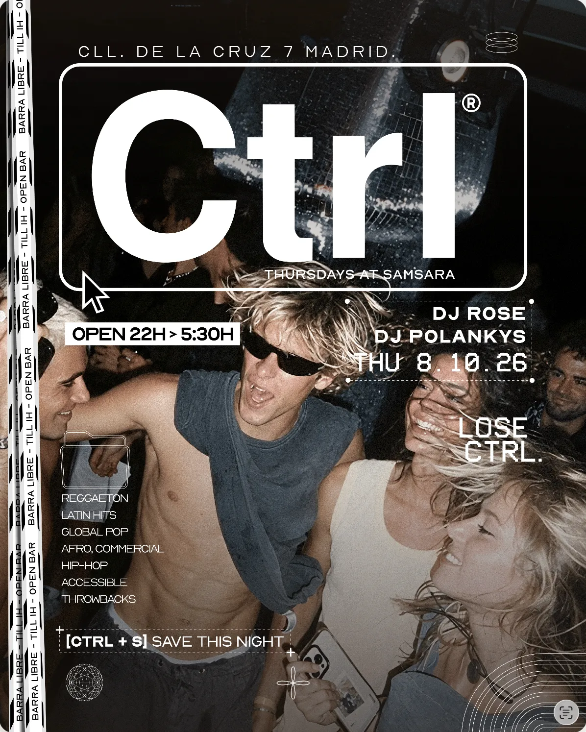 Flyer de CTRL_ PARTY en Samsara (Madrid), jueves 8 de octubre de 2026