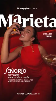 Flyer de Señorío Marieta en Yatengoplan (Madrid), viernes 2 de octubre de 2026