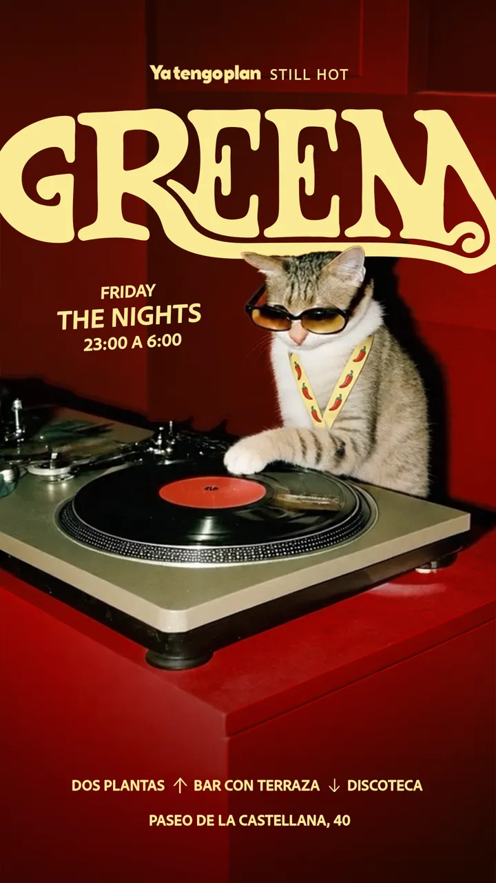 Flyer for Green Viernes at Yatengoplan (Madrid), Friday 9 October 2026