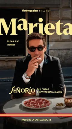 Flyer de Señorío Marieta en Yatengoplan (Madrid), viernes 9 de octubre de 2026