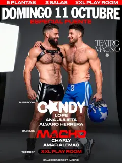 Flyer de CANDY x MACHO en Teatro Magno (Madrid), domingo 11 de octubre de 2026