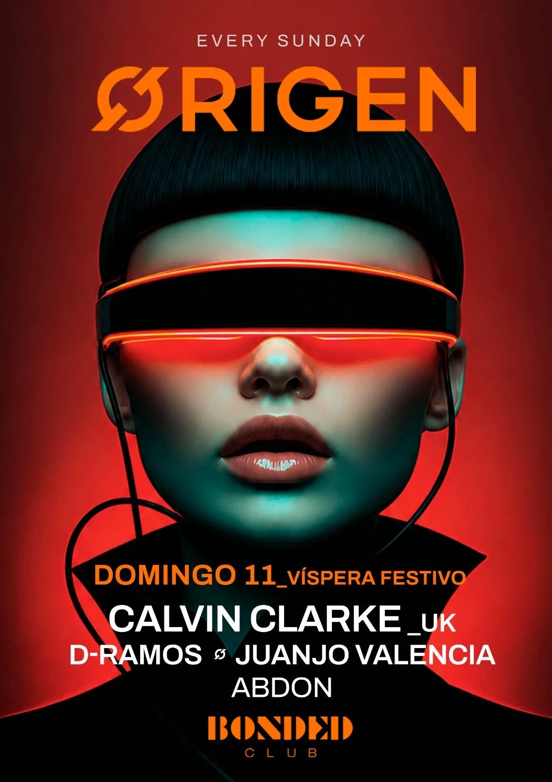 Flyer for ØRIGEN - BONDED at Bonded Club (Madrid), Sunday 11 October 2026