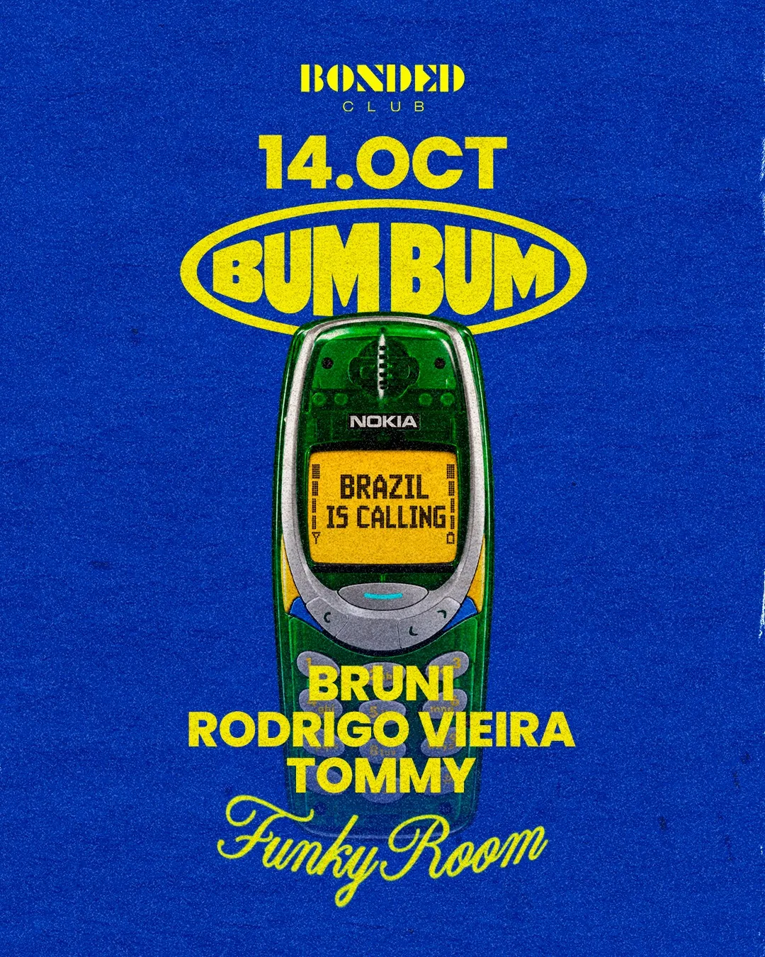 Flyer for Bum Bum Funky Room at Bonded Club (Madrid), Wednesday 14 October 2026