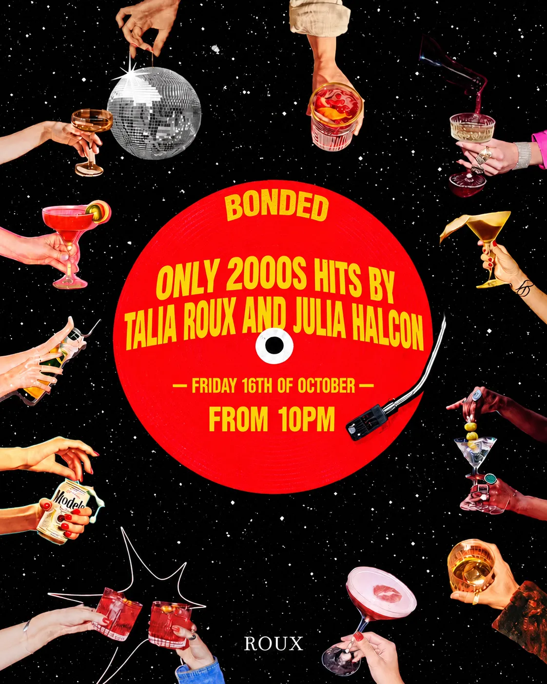 Flyer de ONLY 2000s HITS BY TALIA ROUX AND JULIA HALCON en Bonded Club (Madrid), viernes 16 de octubre de 2026