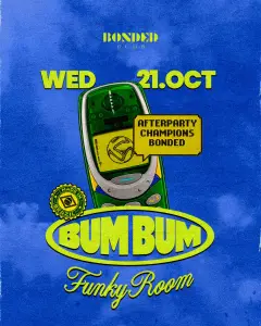 Flyer de Bum Bum Funky Room en Bonded Club (Madrid), miércoles 21 de octubre de 2026