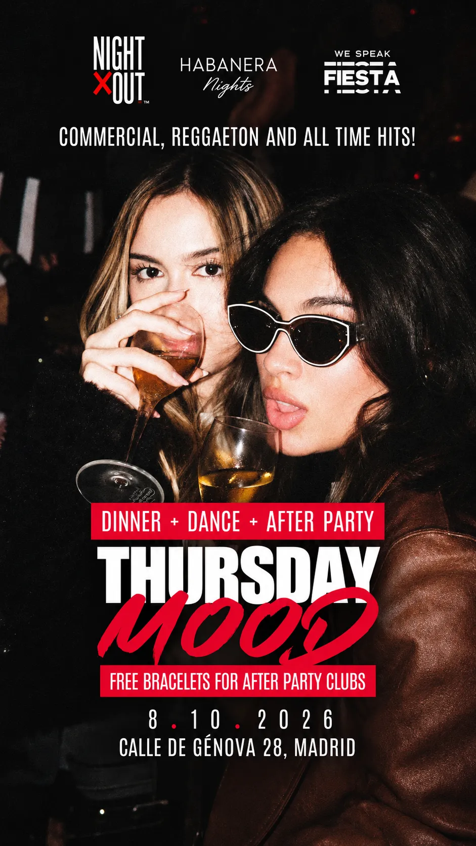 Flyer de “THURSDAY MOOD” AT HABANERA + AFTER PARTY RUBICON en We Speak Fiesta! (Madrid), jueves 8 de octubre de 2026