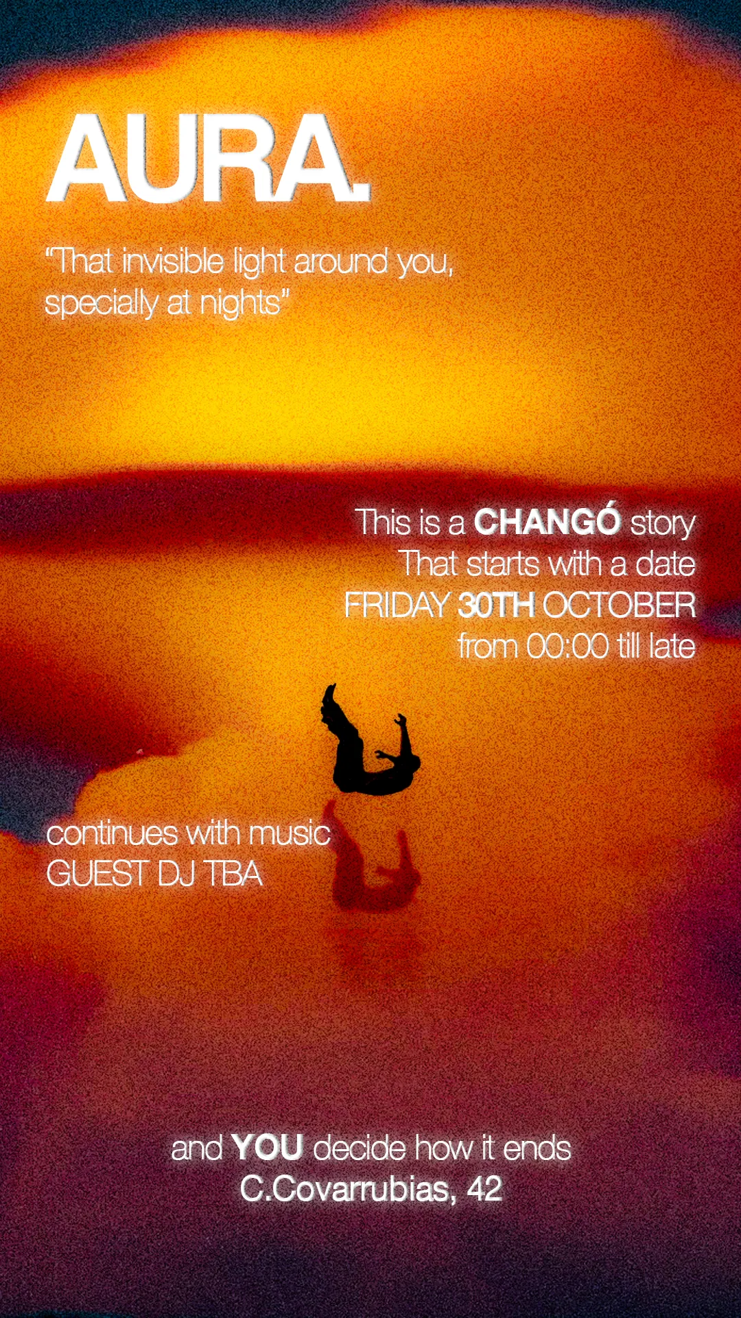 Flyer for AURA at Chango (Madrid), Friday 30 October 2026
