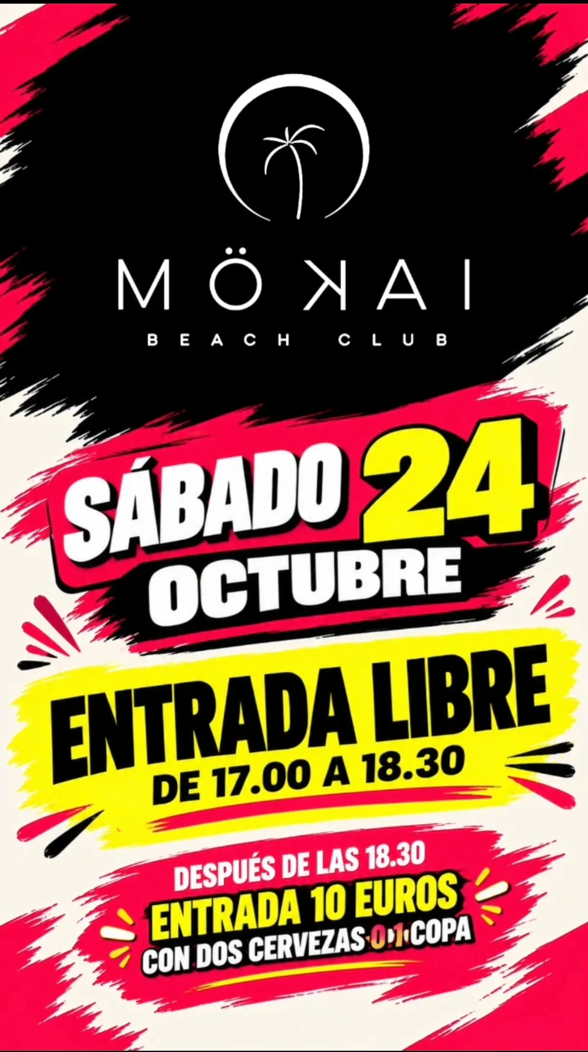 Flyer for MI TARDEO at Mokai Beach Club (Madrid), Saturday 24 October 2026