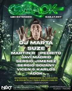Flyer de GOBACK EXTENDED 13 HORAS!! en Next (Madrid), sábado 17 de octubre de 2026