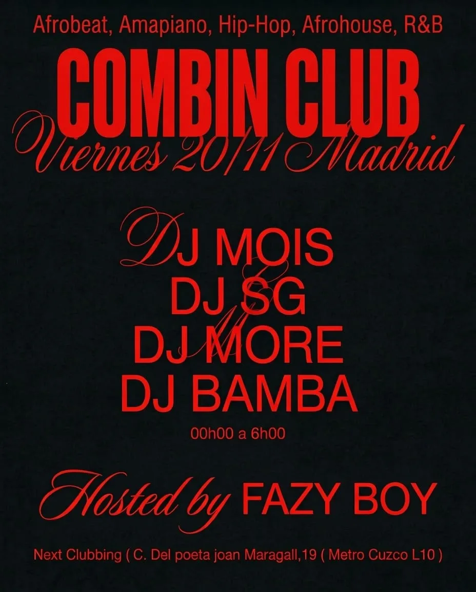 Flyer for COMBIN CLUB at Next (Madrid), Friday 20 November 2026