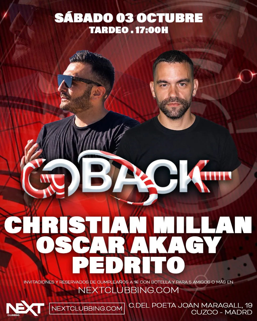 Flyer de GOBACK TARDEO en Next (Madrid), sábado 3 de octubre de 2026