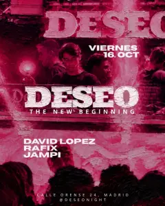Flyer de DESEO (NAZCA CLUB) en Deseo (Madrid), viernes 16 de octubre de 2026