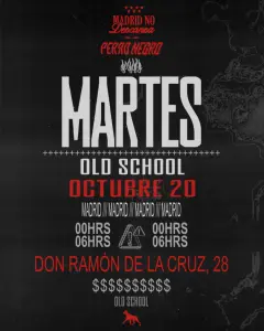 Flyer for MARTES PERRO NEGRO X MADRID NO DESCANSA at Perro Negro (Madrid), Tuesday 20 October 2026