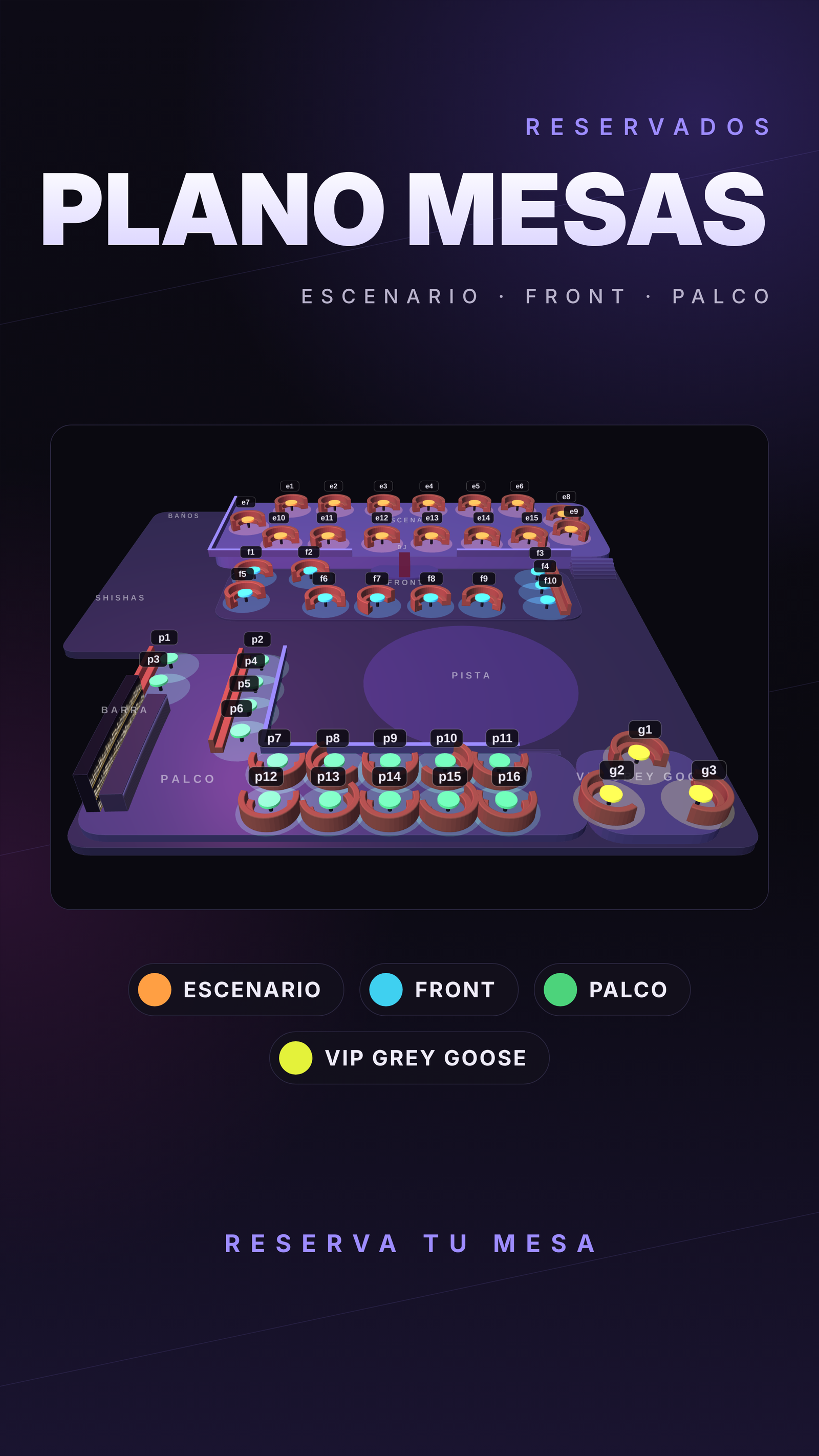 VIP table map of Mon (Madrid): VIP tables by area